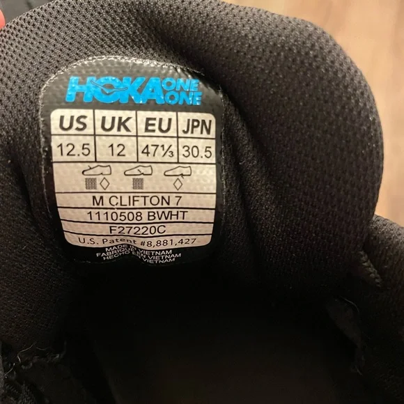 HOKA Clifton 7 men’s running shoes - size 12.5 - Picture 3 of 4